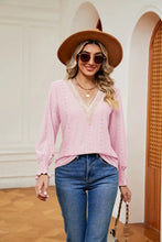 Contrast Flounce Sleeve Blouse Woman Blouses