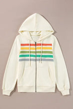 Drawstring Contrast Zip Up Long Sleeve Hoodie Woman Sweatshirts