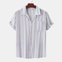 Men's Striped Short Sleeve Button-Down Shirt Pink Purple