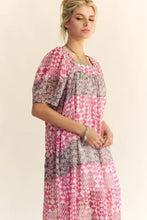 Davi & Dani Multi Floral Square Neck Puff Sleeve Maxi Dress Casual Dresses