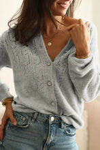 Openwork Button Down Long Sleeve Cardigan Woman Outerwear