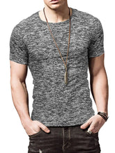 Men's Heathered Casual Round Neck T-Shirt Dark Gray