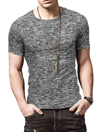 Men's Heathered Casual Round Neck T-Shirt Dark Gray