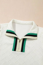 Striped Collared Zip Up Textured Dress Casual Dresses