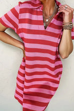 Casual Striped Polo Collar T-Shirt Dress Casual Dresses