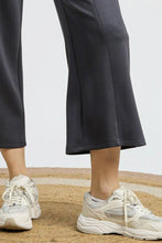 Umgee dark gray wide leg cropped pants in soft textured fabric with clean seam detailing and drawstring waist