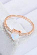 Natural Moonstone Heart 18K Rose Gold-Plated Ring Rings