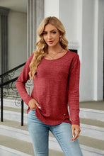 Round Neck Long Sleeve T-Shirt Deep Red Woman T Shirts