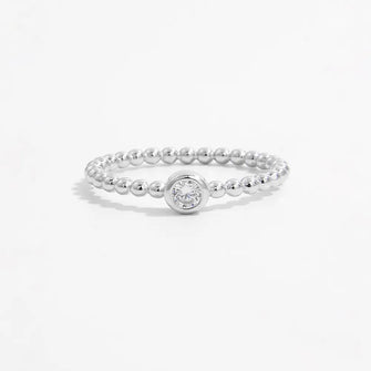 Zircon 925 Sterling Silver Bead Ring Silver
