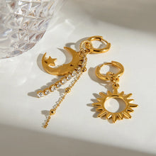 Sun Moon Asymmetric Drop Earrings