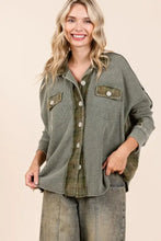 Mittoshop Mineral Washed Plaid Button Down Shacket Woman Outerwear