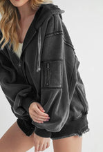 Aemi+Co Exposed Seam Zip Up Drawstring Hooded Jacket Woman Outerwear