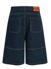 Men's Wide-Leg Denim Shorts with Contrast Stitching