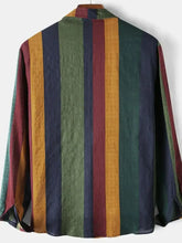 Men's Full Size Contrast Striped Button Down Shirt Plus Size Mens Tops