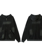 Men's Washed Zip-Up Oversized Hoodie