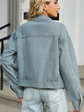 Rhinestone & Peal Trim Button Down Long Sleeve Denim Jacket Casual Dresses