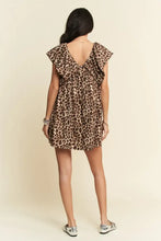 Dani animal printed velvet babydoll dress with ruffled sleeves