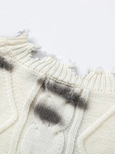 Men's Distressed Letter Round Neck Sweater Mens Tops