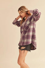 Aemi + Co Side Slit Patch Pocket Plaid Button Down Jacket Woman Outerwear