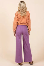 Mittoshop Twill High Waisted Button Fly Wide Leg Pants Woman Pants