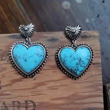 Artificial Turquoise Alloy Heart Dangle Earrings Teal One Size