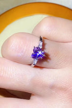 1 Carat Moissanite Heart-Shaped Platinum-Plated Ring in Purple Rings