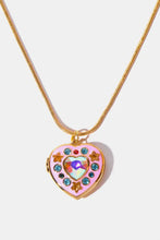 Rhinestone Decor Heart Box Pendant Necklace Gold One Size Necklaces