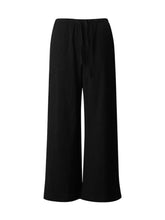 Black tied wide leg pants with drawstring waistband designed as comfortable wide leg trousers