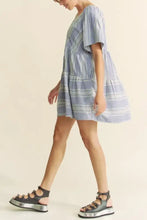 Davi & Dani Embroidered Stripe Ruffled Gingham Mini Dress Casual Dresses