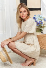 ADORA Rround Neck Crinkle Babydoll Dress Casual Dresses