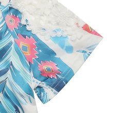 Feather Print Lace Sleeve Top for Women Woman T Shirts