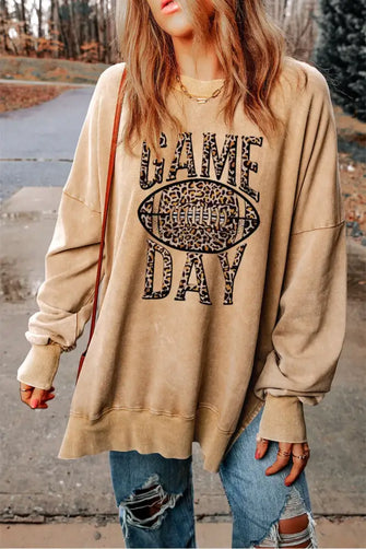 GAME DAY Graphic Sweatshirt Khaki Woman Sweatshirts