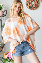 HOPELY Contrast Checkered Floral V-Neck T-Shirt Woman T Shirts
