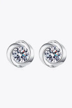 Feeling Fun Moissanite sterling silver stud earrings with swirling CZ stone