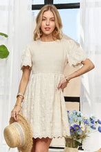 ADORA Rround Neck Crinkle Babydoll Dress Casual Dresses