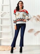 Festive Reindeer Christmas Sweater Long Sleeve Pullover for Women Sweater Pullovers