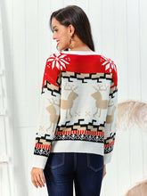 Festive Reindeer Christmas Sweater Long Sleeve Pullover for Women