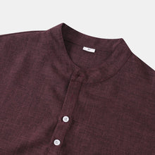 Men's Casual Mandarin Collar Short Sleeve Henley Shirt