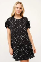 And The Why Embellished Sleeve Polka Dots Shift Dress Black Casual Dresses