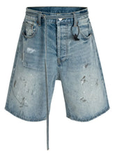 Men's Washed Graffiti Print Denim Bermuda Shorts Medium