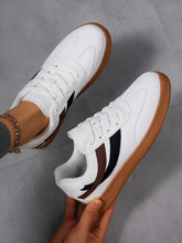 Lace Up Flat Sneakers with Stripe Accent Woman Sneakers