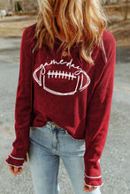 Football Round Neck Long Sleeve Sweatshirt Burgundy Woman Sweatshirts