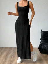 Cutout Square Neck Wide Strap Knit Dress Casual Dresses