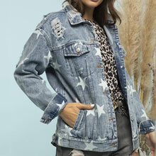 Star Distressed Denim Shacket Light