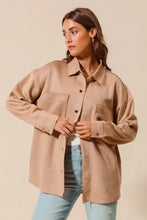 SO ME Faux Sued Snap Shacket with Collar and Pockets CAMEL Woman Outerwear