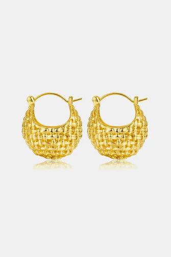 Braided Basket Metal Hoop Earrings Gold One Size Earrings