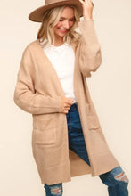 Haptics Stripe Textured Open Front Cardigan with Pockets Woman Outerwear