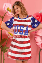 BiBi American Flag Theme Usa Print Sequin Dress Casual Dresses