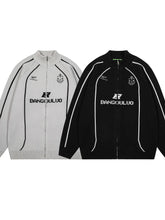 Men's Zip-Up Cardigan with Accent Stripes