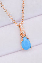 Teardrop Turquoise 4-Prong Pendant Necklace Rose Gold One Size